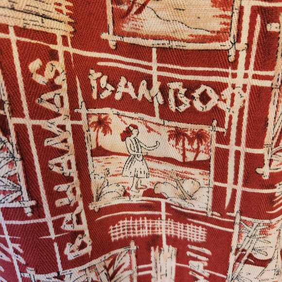 Tommy Bahama, Men's, red & white Hawaiian aloha shirt, silk, XXL, button, 2xl - Picture 4 of 8